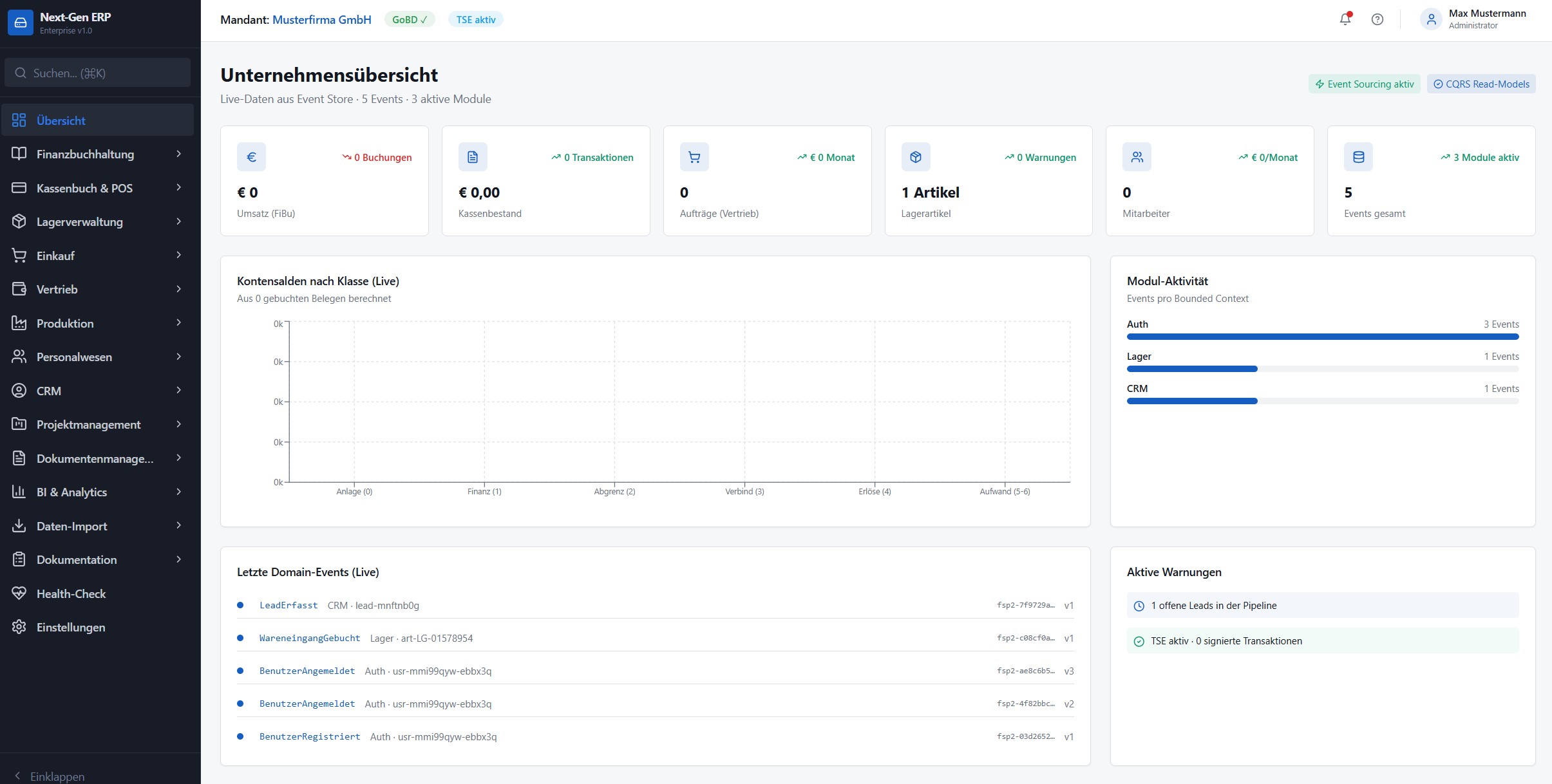 Next Gen ERP Dashboard